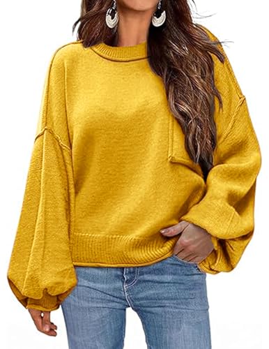 Image of Zeagoo Sweaters for Women 2025 Trendy Fall Fashion Oversized Lantern Long Sleeve Knitted Pullover Tops Outfits