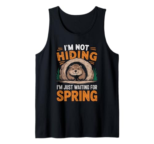 No me escondo Estoy esperando la primavera vintage Groundhog Camiseta sin Mangas