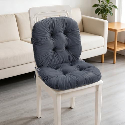 Gartenstuhl Hochlehner Auflagen 42x85cm, Extra Dicke Sitzauflagen, Schreibtischstuhl Hocker Kissen Sitzauflagen Gartenmöbel Gartenstuhlauflagen für Gartenstühle Sitzpolster Outdoor Sitzkissen (Grau)