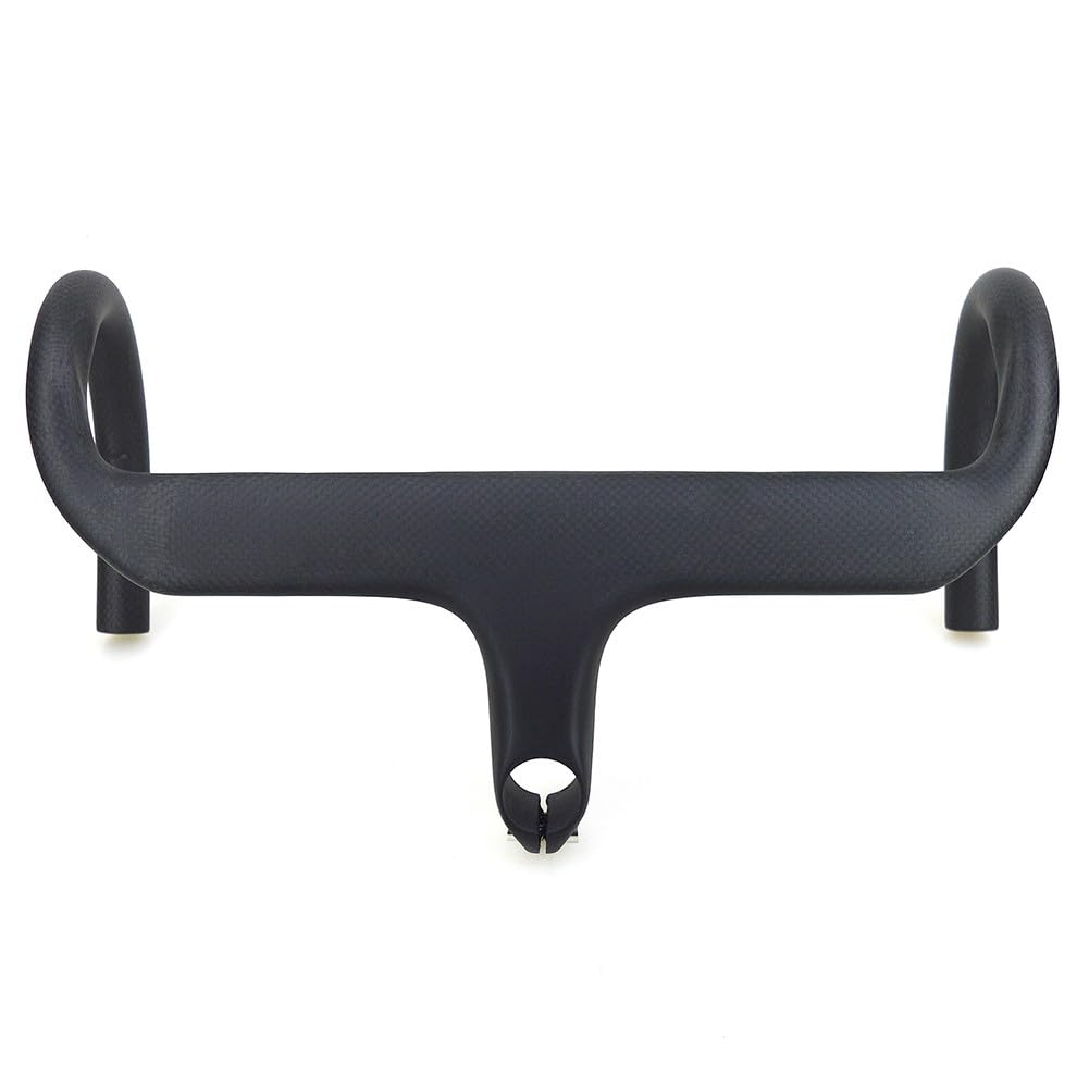 FACAIIO Guidon intégré en fibre de carbone pour vélo de route, potence de 28,6 mm, angle de -6°, barre de vélo de course légère de 315 g