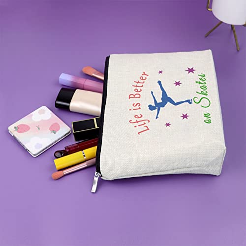 Ice Skater Makeup Bag Figure Skating Team Gift for Women Graduation Birthday Christmas Gifts for Skate Lovers Cosmetic Travel Pouch