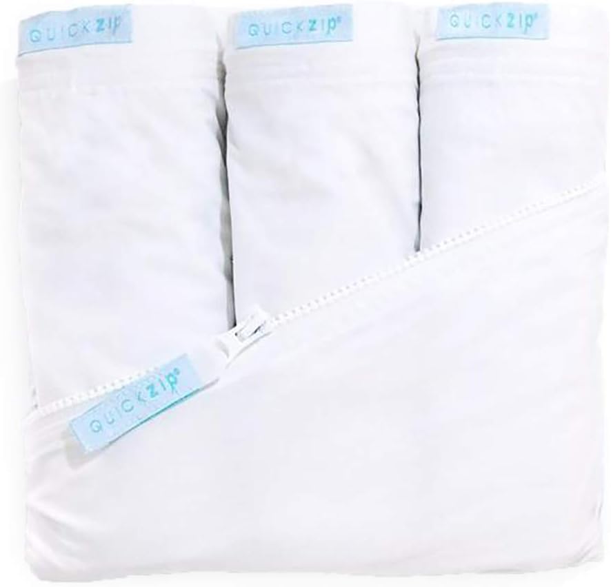 QuickZip Crib Sheet Set - Faster, Safer, Easier Baby Crib Sheets - Includes White Wraparound Base & 3 Zip-On Crib Sheets – White 100% Cotton - Fits All Standard Crib Mattresses