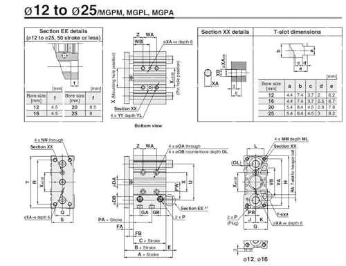 Vérin de guidage compact cylindre pneumatique mince MGPL25 125mm - 7