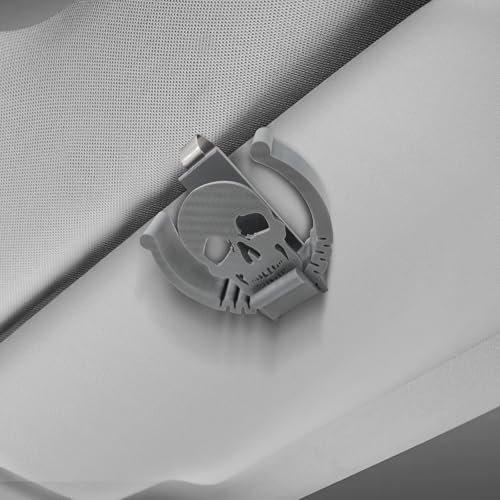 Image of Car Visor Clip Holder for ZYN,Suitable for cans of 2.75 inch*0.78 inch,Universal high-Temperature Resistant Sun Visor Accessories for Bag cansInterior Car Accessories for Organization (Gray Skull)
