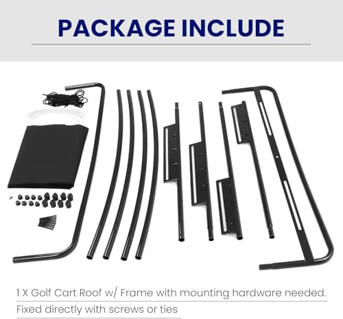 HECASA Universal Golf Cart Sun Top Compatible with EZGO Club Car Yamaha Extended Golf Cart Roof Black