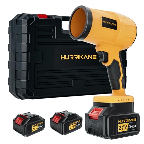 Hurrikane Cordless Leaf Blower with 2 Batteries and Brushless Motor, Handheld Blower for Patio, Driveway, Yard and Outdoor Cleaning