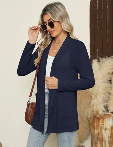 Image of Micoson Long Sleeve Lightweight Thin 2025 Summer Cardigan for Women Casual Loose Fit Kimono Cover Up with Pockets