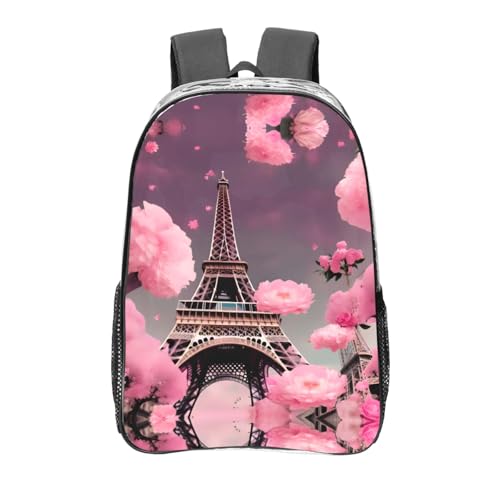 Sac à dos transparent noir avec poches pour le sport décontracté Paris Street Tour Eiffel