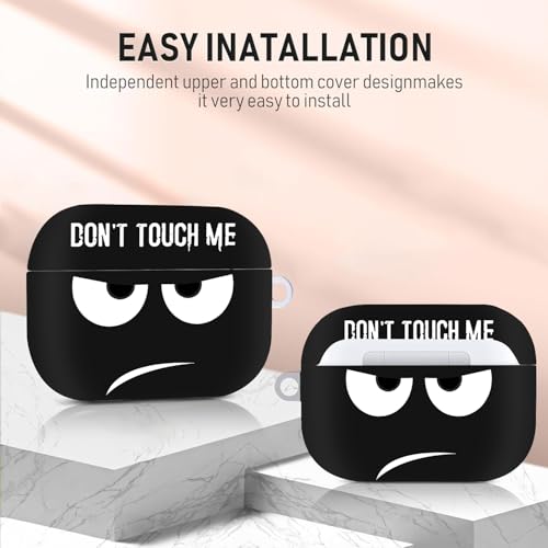Image of Compatible with Airpods Pro 3 Case(2025),Don't Touch Me for Airpods Pro 3rd Generation Cases Cover with Lanyard Soft Silicone Cute Shockproof Cover for Women Men,Black