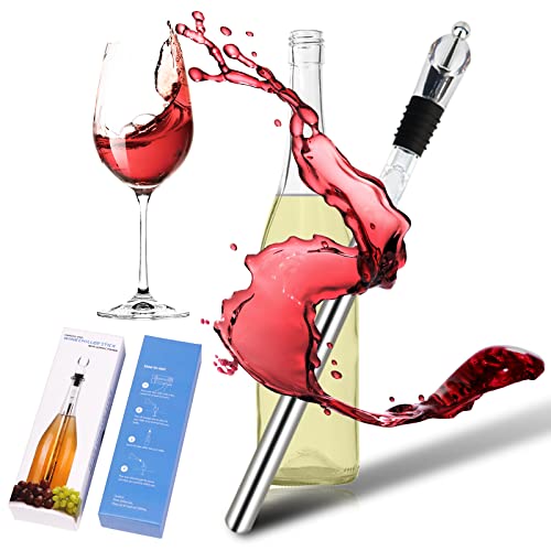MXTIMWAN Enfriador de Vino, Enfriador Botellas Vino con Varilla de Enfriamiento, Idea Regalo Mujer Hombre Cumpleaños Fiesta Amigo Barman