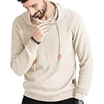 Zaitun Mens Hooded Sweatshirt Long Sleeve Solid Knitted Hoodie Pullover Sweater - Image 2
