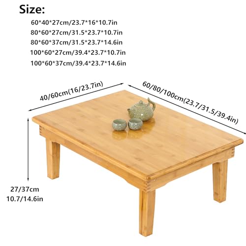 Mesa de comedor japonesa de bambú plegable baja para suelo 4