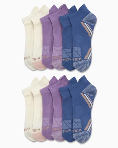 Image of Nautica Womens Low Cut Socks with Tab Mesh Cushioned Ankle Socks, 12 Pack | Breathable Mesh Fabric, Protective Tab, Cushioned Key Areas, Banded Arch Support, Low Cut Ankle, Shoe Size 4-10