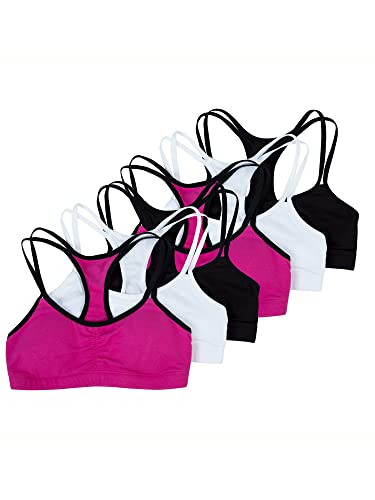 Image of Fruit of the Loom Girls' Cotton Spaghetti Strap Sport Bra | Spaghetti Strap Tween Bra, First Starter Bra for School Sports & Dance Pull-Over & Tagless Girls 8-10 10-12 12-14 14-16