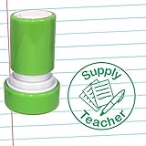 Supply Teacher Teacher Stamp. Self-Inking, 22mm, Reinkable, Quality Stamper for Marking and Feedback. Green Ink