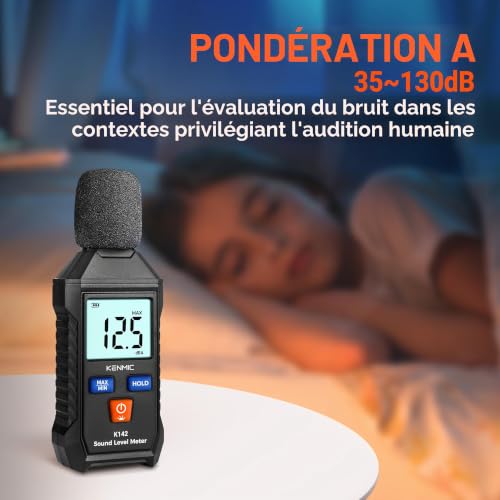 KENMIC Sonomètre, Lecteur de Décibels 35-130 dB(A) – vue 2