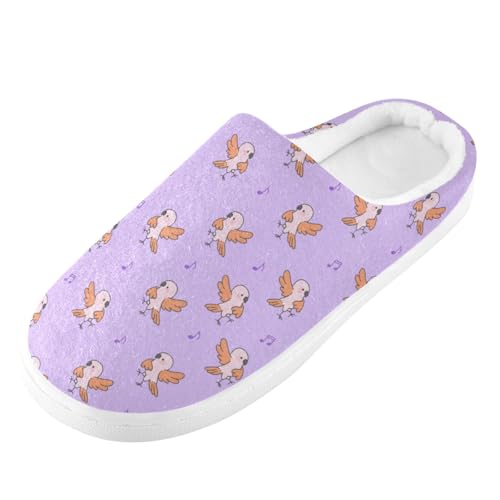 Cute Bird Purple Mens Womens Slippers Cozy Memory Foam Slippers Slip On Warm House Shoes for Indoor Outdoor Size 16/17 23013522