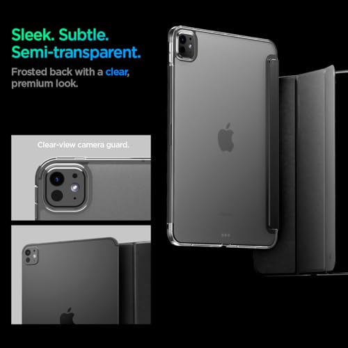 Image of Spigen for iPad Pro 11 inch Case M5 /M4 (2025-2024), Liquid Air Folio Protective Tri-Fold Cover with Transparent Back, Black