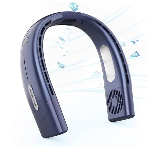 Generisch Ventilador de cuello de pie, 2 turbo 4000 mAh, ventilador de cuello portátil, ventilador de mano ajustable de 360°, pequeño, sin hojas, USB, ventilador personal para viajes al aire libre,