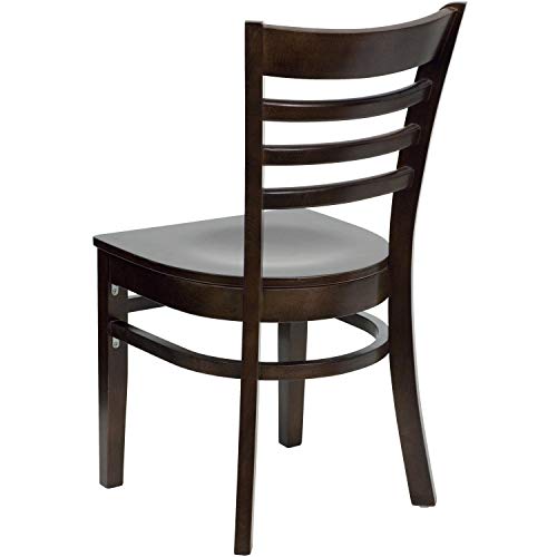 Image of Flash Furniture 2 Pack HERCULES Series Ladder Back Walnut Wood Restaurant Chair