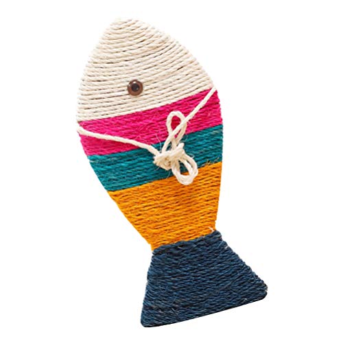 Cor listrado de sisal peixe chato pet dieta gato scratcher