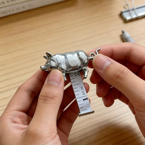 Cinta métrica mini retráctil con diseño de cerdito vintage miniatura 6