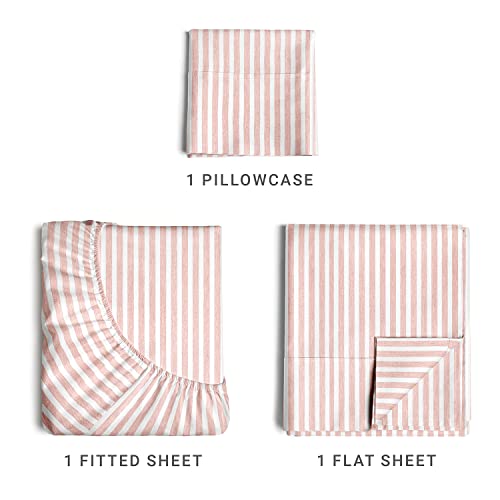Striped Bed Sheets - Pin Stripe Sheets - Blush Pink Sheets - Pink & White Stripe Sheets - Twin Striped Sheets - Hotel Luxury Bed Sheets - Deep Pockets - Easy Fit - Breathable & Cooling Sheets #TOP1