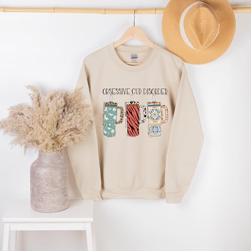Obsessive Cup Disorder Sweatshirt, Retro Cup Sweatshirt, Trendy Coffee Cup Pattern Gift, Valentines Sweater, Cute Valentine Gift For Her, Love Sweatshirt, Cute Tumbler Love Sweater2