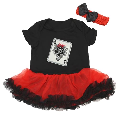 Petitebella Spades Ace Poker Card Bodysuit Tutu Baby Dress Nb-18m