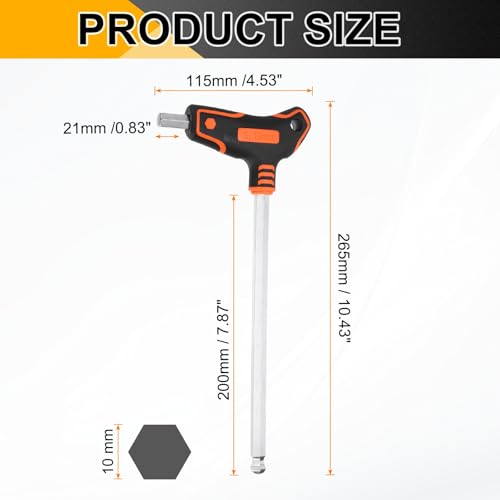 Clé hexagonale en T 10 mm de sourcing map en acier S2 durable - 3