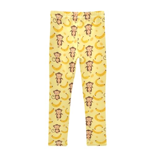 Cute Monkey and Banana Girls Leggings Kids Yoga Pants Athletic Tights Pants 4-10 Years2