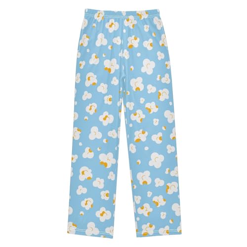 Boys' Pants Popcorn Fluffy Flake Blue Long Bottoms Jogger Pants Elastic Waist Trousers with Pockets S-XL