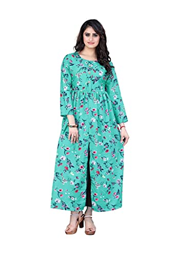 Image of H.E HAMZA ENTERPRISER Printed Crepe Material Brown Western Dress For Women