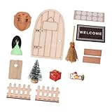Tsophreniq Puppenhäuser, Miniatur Weihnachtszwerge, Feentür Set für Urlaubsdekoration, Kunstharz, Tischkunst, Miniaturzwerge, Puppenhäuser, Möbel