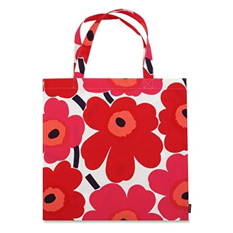 MARIMEKKO Pieni Unikko Tote Bag (Red) – Floral Tote Bag to Include in your Fashion Accessories – 17 in x17 in Cover