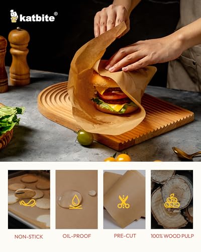 Image of Katbite 75Pcs Unbleached Parchment Paper Sheets 12x16IN, Pre-Cut Heavy Duty Parchment Baking Paper, Non-Stick Half Sheet Brown Baking Parchment Paper for Air Fryer, Baking Cookie [Extra Strong Series]