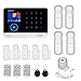 KONLEN Voice LCD WiFi GSM SIM Home Security Alarm System RFID Touch Wireless SMS Call App Alert Android iOS Burglar House Smart DIY Kit with 5 Door 4 PIR Detector