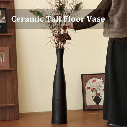 Image of Ceramic Tall Floor Vase, 29 inch Terracotta Large Decorative Vases Home Decor