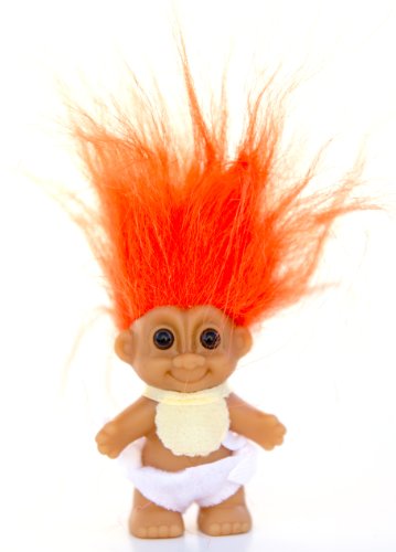 My Lucky Mini 2.5 Baby Troll Doll - Orange Hair by Russ Berrie