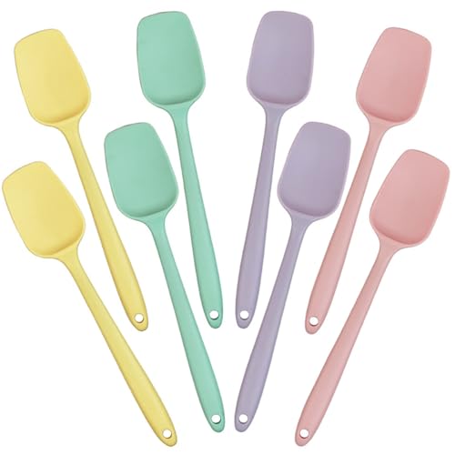 8 PCS,8.2Inch Silicone Spatulas Rubber Spatula Small Spatula Baking Mini Spatula Mixing Tool for Nonstick Cookware (8Pcs 4 Colors)