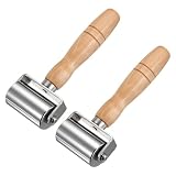 QUARKZMAN 2Stk Lederpresswalze 60mm / 2.36" Länge Edelstahl Lederkleber Kanten Laminierrolle Mit Holzgriff Für DIY Lederhandwerk Autoschalldämmmatte Silber