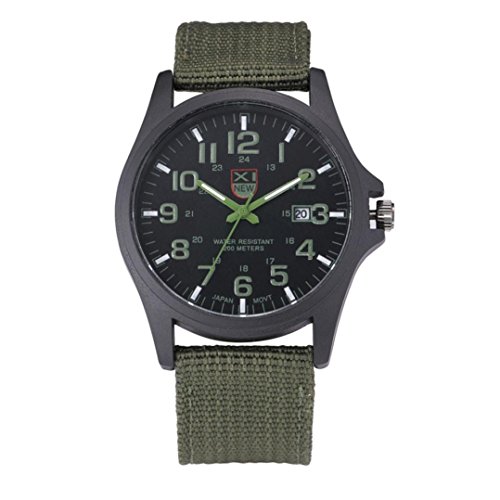 IEason,Outdoor Mens Date Stainless Steel Military Sports Analog Quartz Army Wrist Watch (Green)