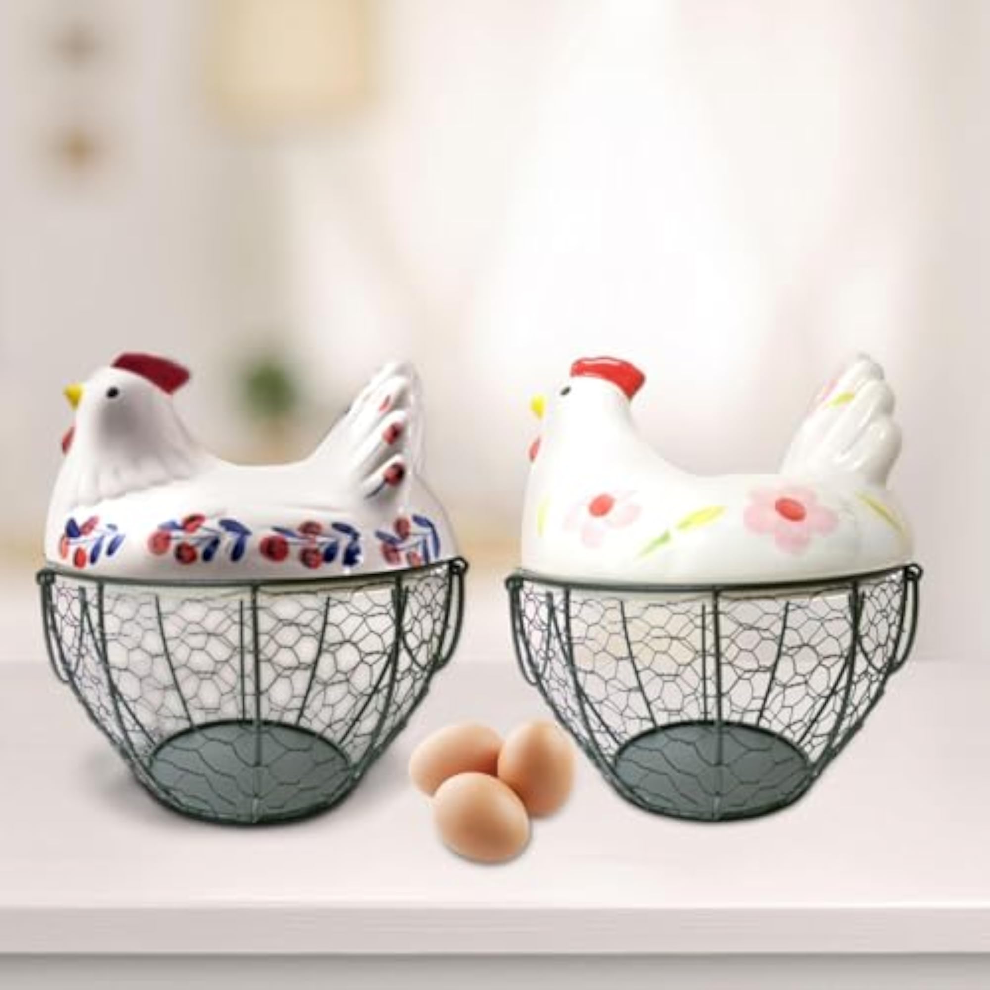 Chicken Egg Basket Metal Egg Storage Container for Fruit Farmhouse