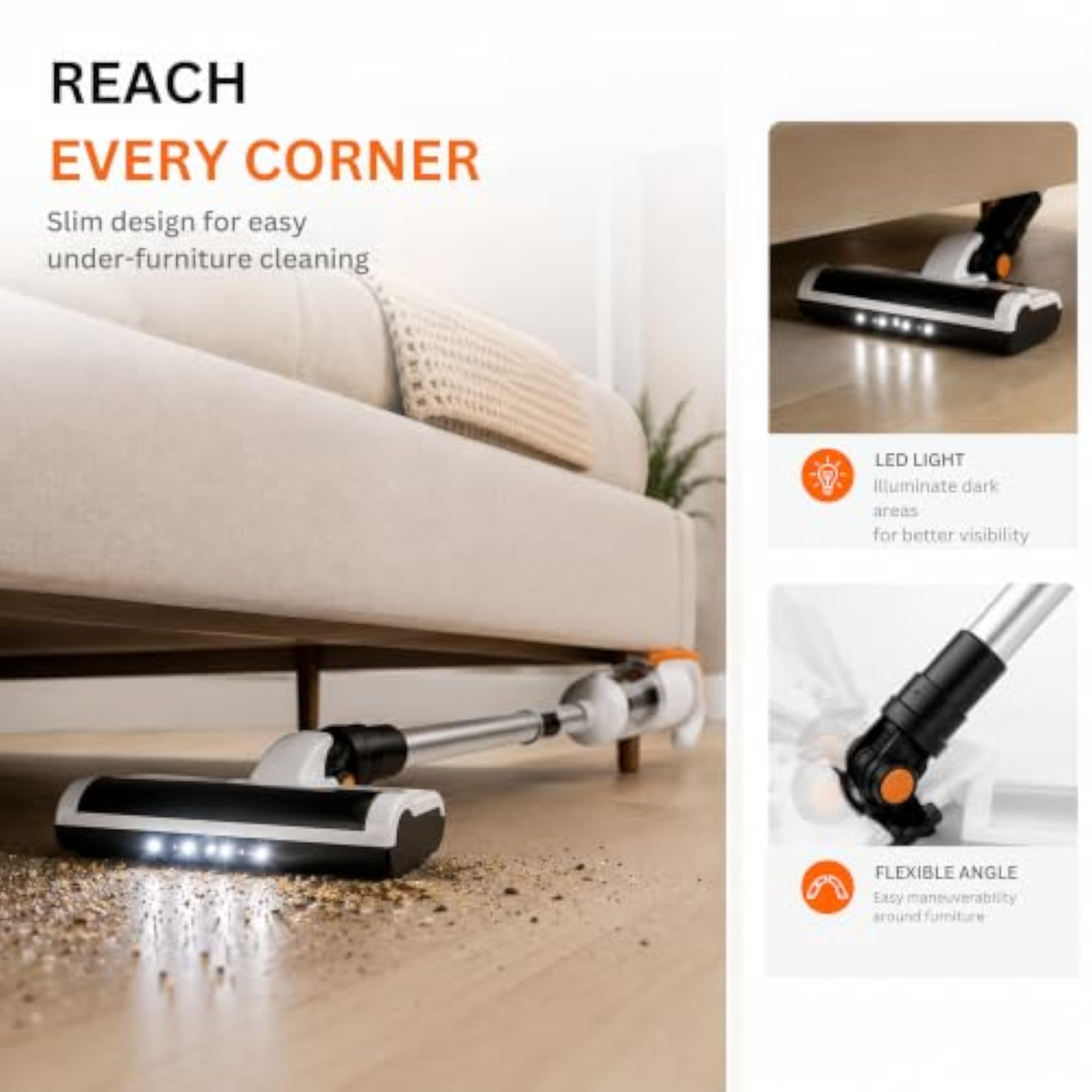 Cordless Vacuum Cleaner for Home 2 in 1 Stick & Handheld