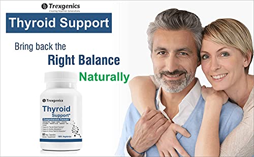 Trexgenics® Thyroid Support Comprehensive Thyroid Support With Ashwagandha 5%, Natural Herbs, Tyrosine, Magnesium, Iodine, Vitamin C, B-Complex, D3, Zinc,Selenium & Chromium (60 Veg. Capsules) #TOP4
