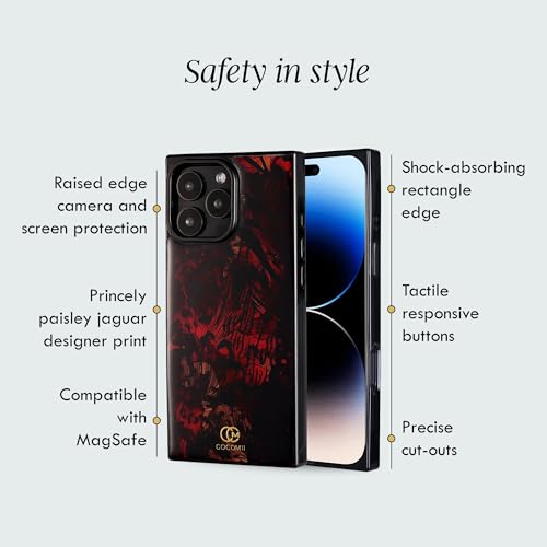 Image of COCOMII Rectangle for iPhone 16 Pro Max Case, Crimson Leopard