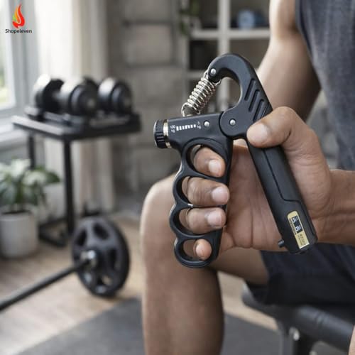Image of 5KG To 100KG Weight Adjustable Hight Quality Hand Gripper for Men & Women |Hand Grip|Finger Exerciser|Power Gripper|Hand Exerciser Equipment|Hand Strengtheners with Counter 4 hole finger gripper (Black)
