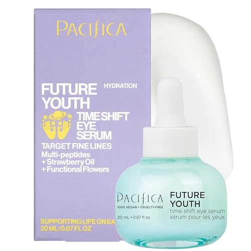 Pacifica Future Youth Time Shift Eye Serum – Peptide Eye Serum for Fine Lines & Dark Circles, Lifting & Firming Under Eye Treatment w/Flora + Peptide-11, Unscented Hydrating Gel for All Skin Types