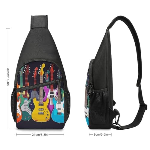 Colorful Guitars Sling Bag Casual Chest Bag Crossbody Shoulder miniatura 2
