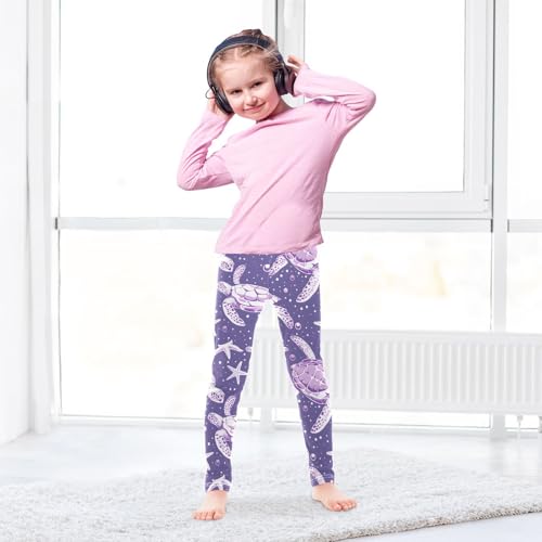 Purple Sea Turtle Girls Leggings Soft Stretch Workout Yoga Dance Pants for Kids Casual Tights4